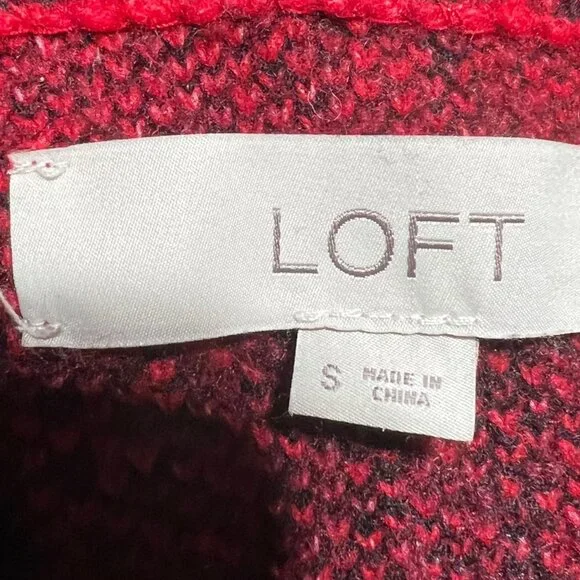 Women's Loft Buffalo Check Sweater Black/Red Size Small - Picture 3 of 6